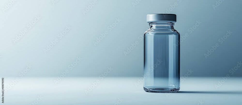 Glass Vial on a Blue Background Glass Vial on a Blue Background