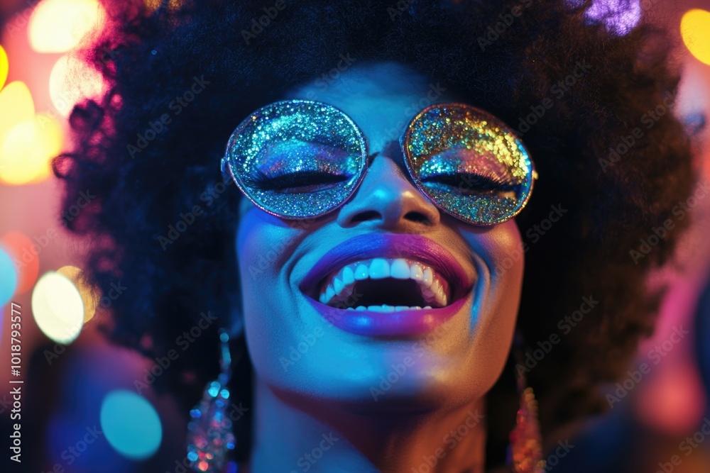 Portrait of a happy woman with shiny glasses and a bright smile Portrait of a happy woman with shiny glasses and a bright smile