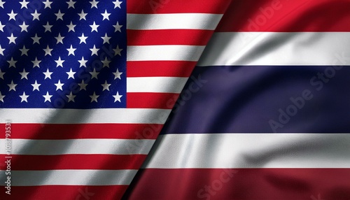 アメリカの国旗とタイの国旗(America flag & Thailand flag.) 