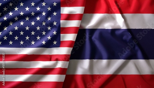 アメリカの国旗とタイの国旗(America flag & Thailand flag.) 