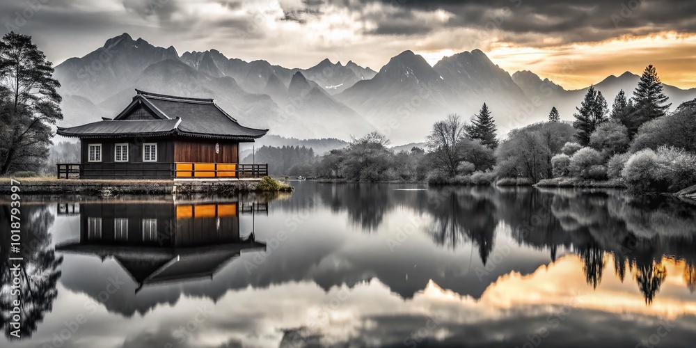 Fototapeta premium High Contrast Black Element on a Clean White Background for Minimalist Design and Art Projects