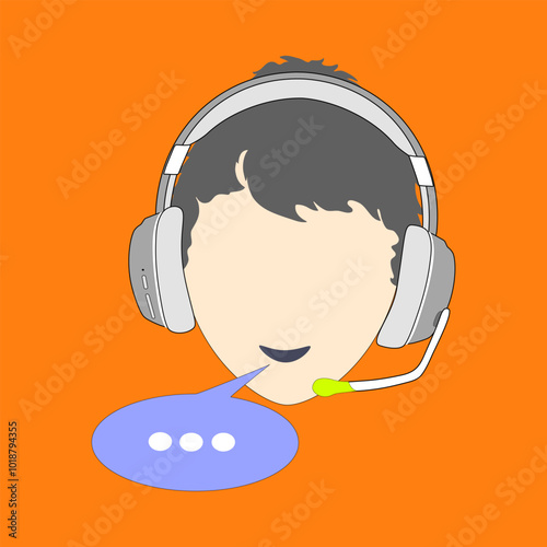 Call center operator, dialog box. flat icon. vector illustration