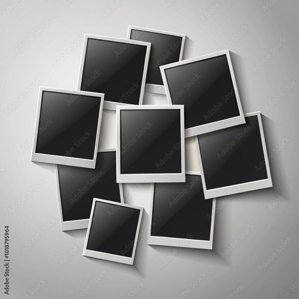 Polaroid photo frames vector collage. Empty black photo frame mockup with shadow. Polaroid photo frames vector collage. Empty black photo frame mockup with shadow.