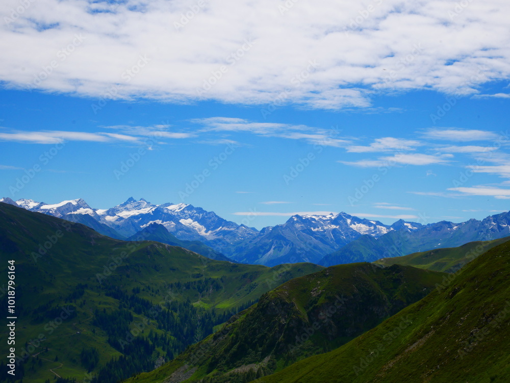 View on mountains near Saalbach Hinterglemm ski resort on a summer day View on mountains near Saalbach Hinterglemm ski resort on a summer day