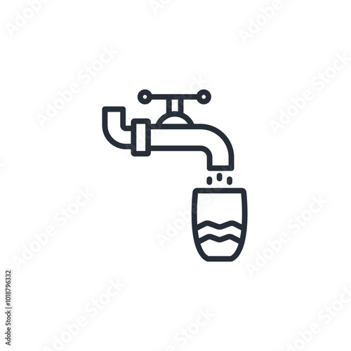 Water tap icon. vector.Editable stroke.linear style sign for use web design,logo.Symbol illustration.