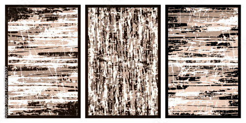 Set of 3 Abstract illustration in vintage style. For use in graphics, for wall decor. 
