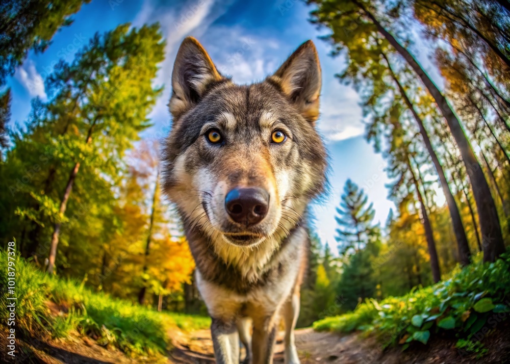 Fototapeta premium Hilarious and Playful Wolf Moments Captured in Nature's Wild Beauty and Humor for Stock Photography