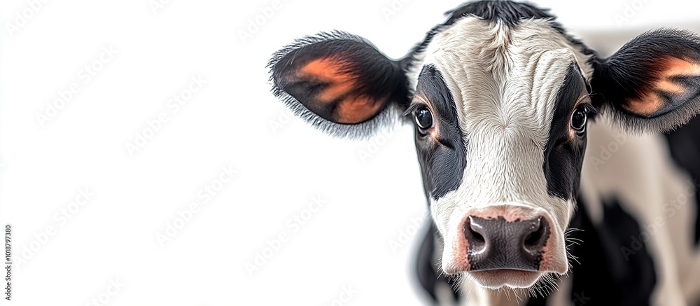 Closeup Portrait of a Black and White Cow