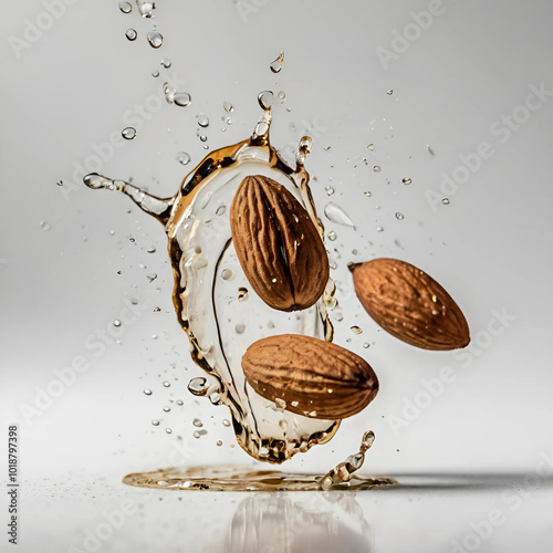 Almonds Splashing in Water with a Splash of Energy