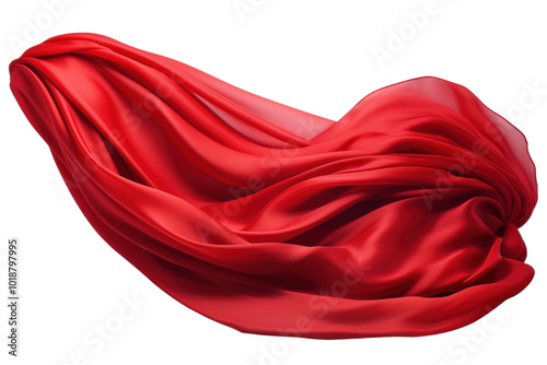 PNG Red silk textile petal white background.