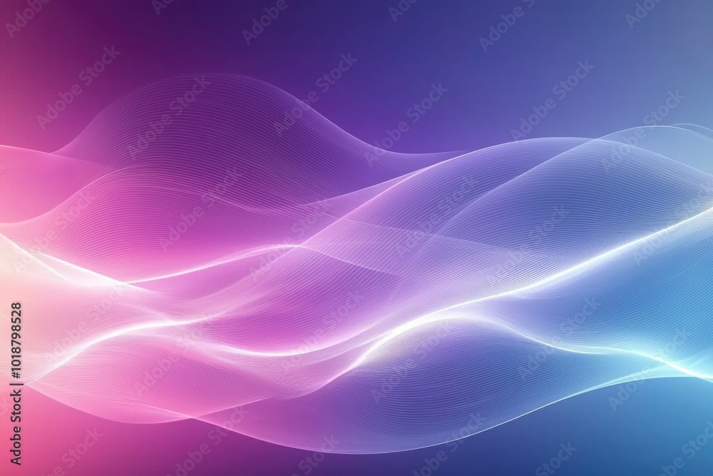 Fototapeta premium Abstract Wavy Lines in Purple and Blue Gradient Background
