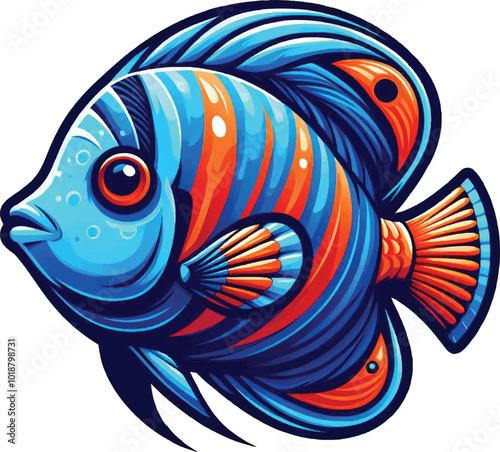 Cute Swimming Fish with Vibrant Colors on White