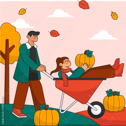 Couple enjoying autumn season