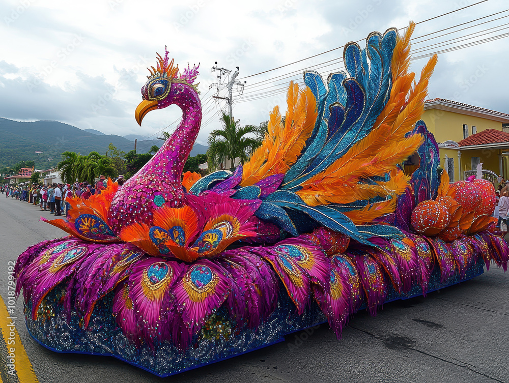 Obraz premium Stunning Carnival party vibrant float designs pictures showcasing creative and colorful parade floats