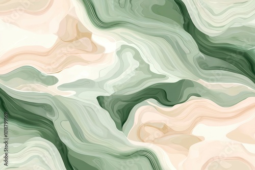 Wallpaper Mural Abstract Green and Beige Swirling Marble Pattern Torontodigital.ca