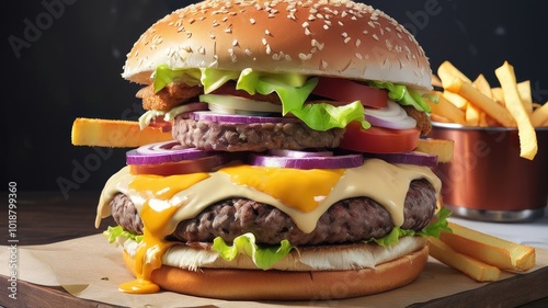 Delicious crunch burger perfectly layered with fresh ingredients