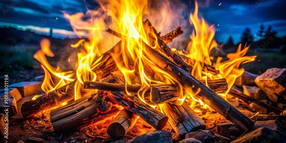 Intense Fire with Flames Dancing in the Night Creating a Warm and Inviting Atmosphere Outdoors Intense Fire with Flames Dancing in the Night Creating a Warm and Inviting Atmosphere Outdoors
