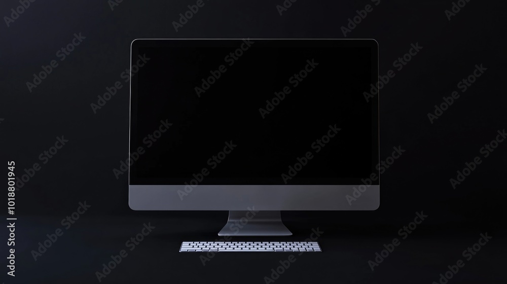 A computer monitor sits on a desk, ready for use A computer monitor sits on a desk, ready for use