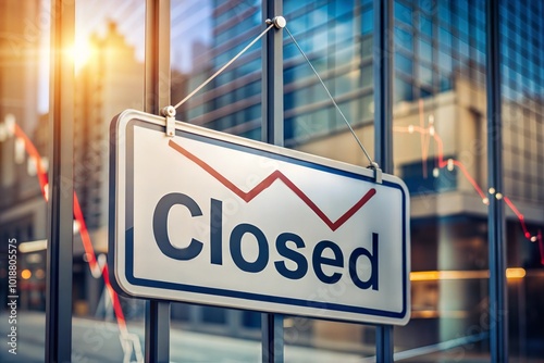 Closed sign on storefront economic impact of business recession