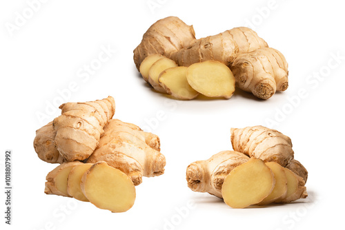 Ginger root isolated on white background. photo