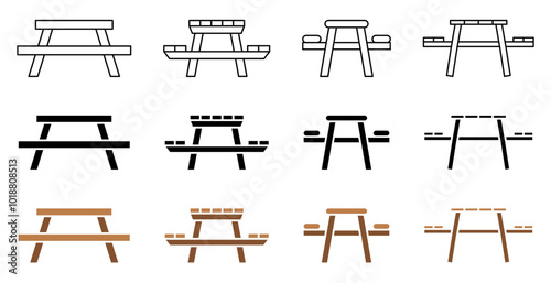 Picnic Table Icon Set