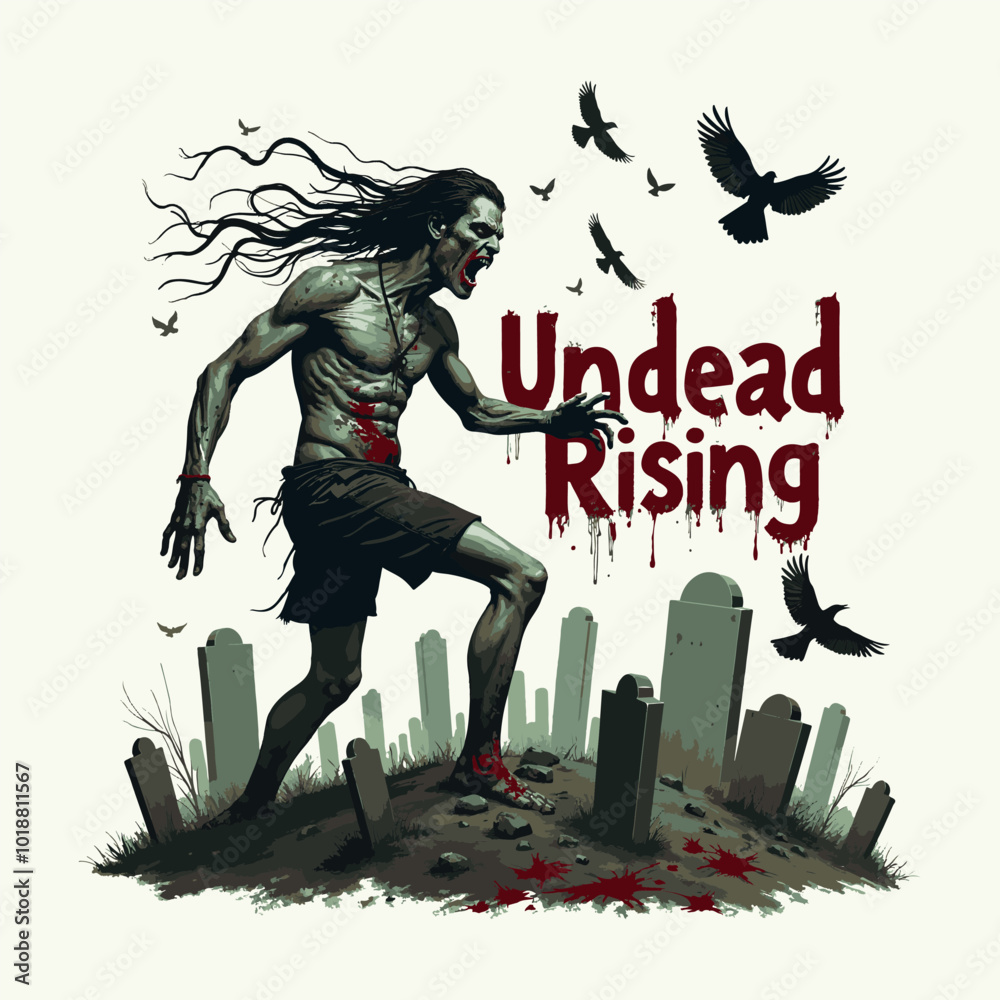 Obraz premium undead rising quote with Zombie. Halloween concept vector design. Zombie Apocalypse Halloween gift t shirt design, poster design, greetings card design.