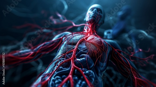 visual representation of the human circulatory system, emphasizing the intricate network of veins