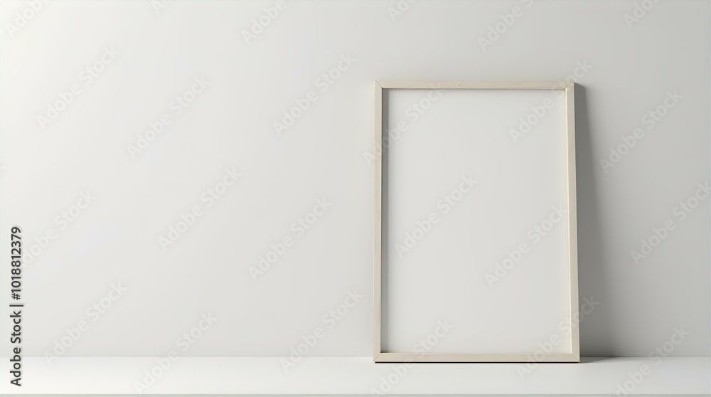 Blank white frame mockup leaning against a pastel pink and purple wall, perfect for showcasing your artwork or design. Blank white frame mockup leaning against a pastel pink and purple wall, perfect for showcasing your artwork or design.
