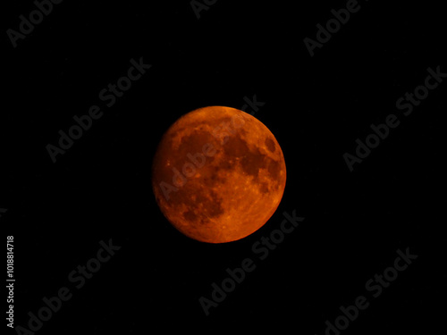 Fototapeta Naklejka Na Ścianę i Meble -  Full super blood moon photo, close up, red moon phase photography.