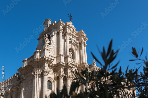 The Cathedral of Syracuse (Duomo di Siracusa), Metropolitan Cathedral of the Most Holy Nativity of Mary, ancient Catholic church in Syracuse, Sicily, Italy photo