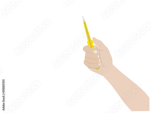 Voltage tester screwdriver on white background.