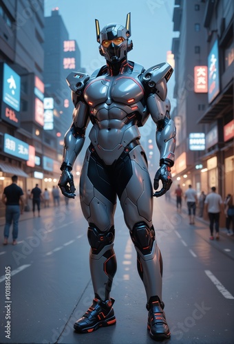 humanoid man in a robotic suit, The futuristic robotic suit mechanical joints, advanced technology, robotic model