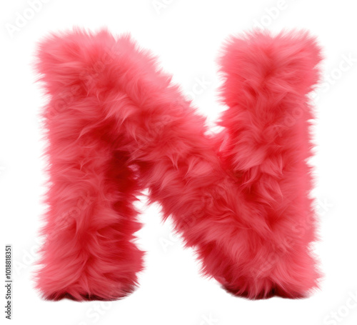 PNG Alphabet N shape red fur white background. photo