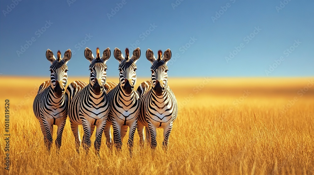 Obraz premium African zebras in wildlife