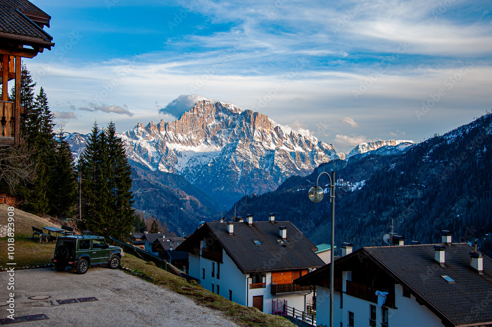 Monte Civetta in Dolomites in sunrise light