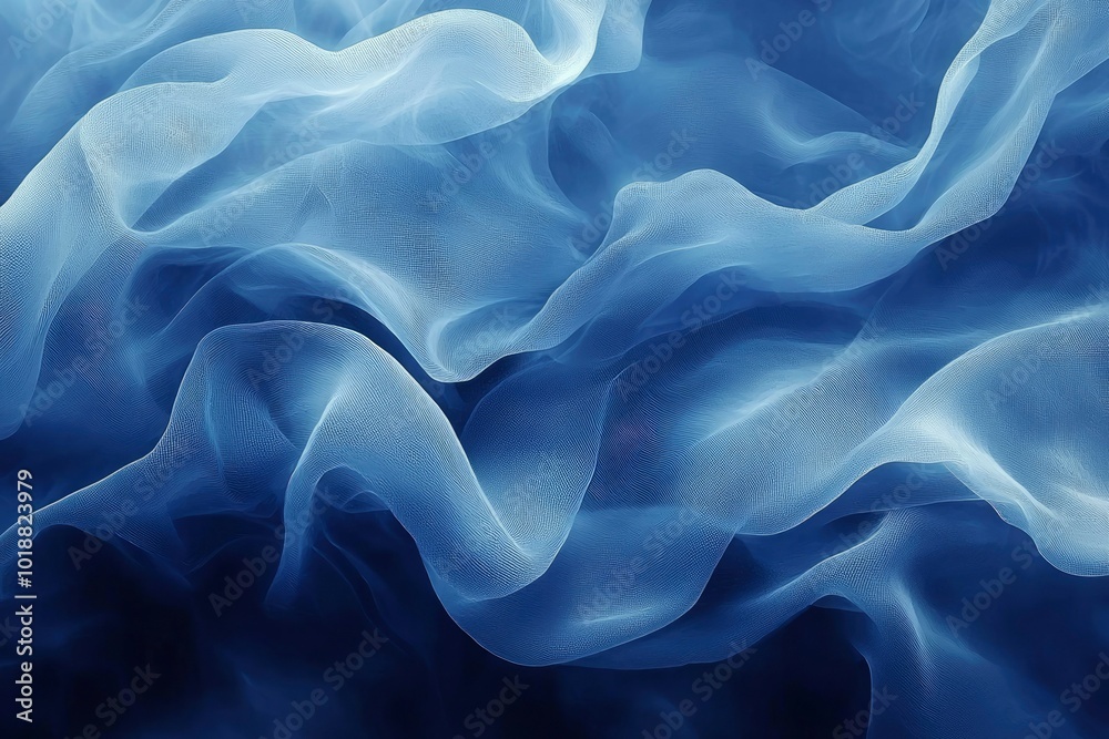 Obraz premium Abstract Blue Fabric with Wave-like Patterns