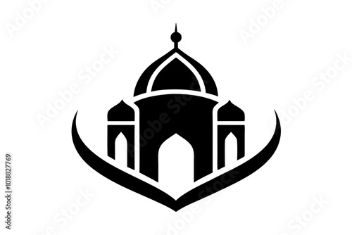  mosque logo with smooth gradients and depth on a white background