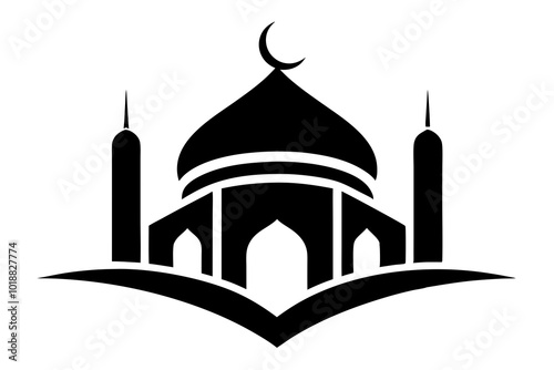  mosque logo with smooth gradients and depth on a white background