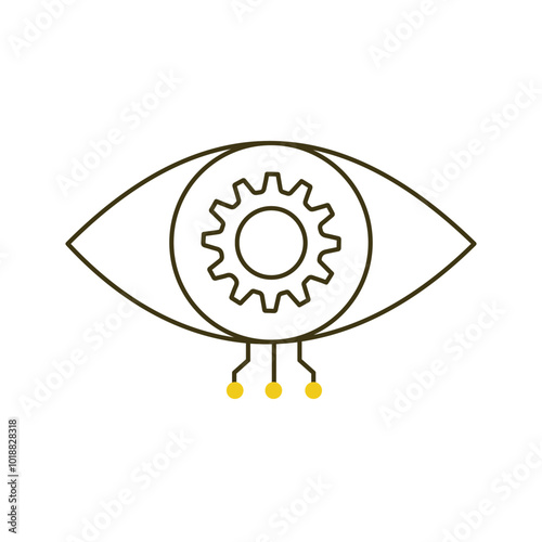 AI-Powered Eye for Vision and Detection Vector Icon Design, neural networks, digital eye, visual tech, automation