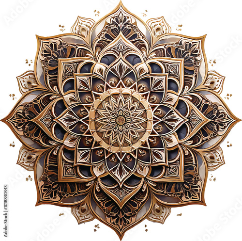 Luxury Mandela pattern Islamic ornament clip art vector illustration, solid white background