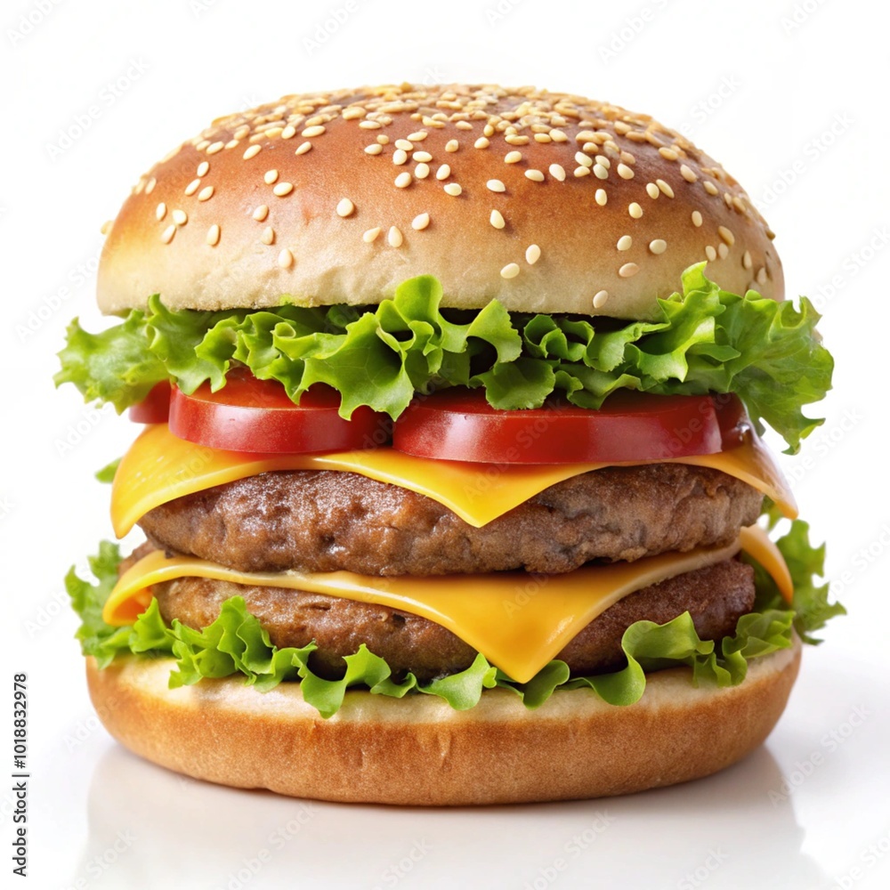 big classic beef cheese burger on white background big classic beef cheese burger on white background