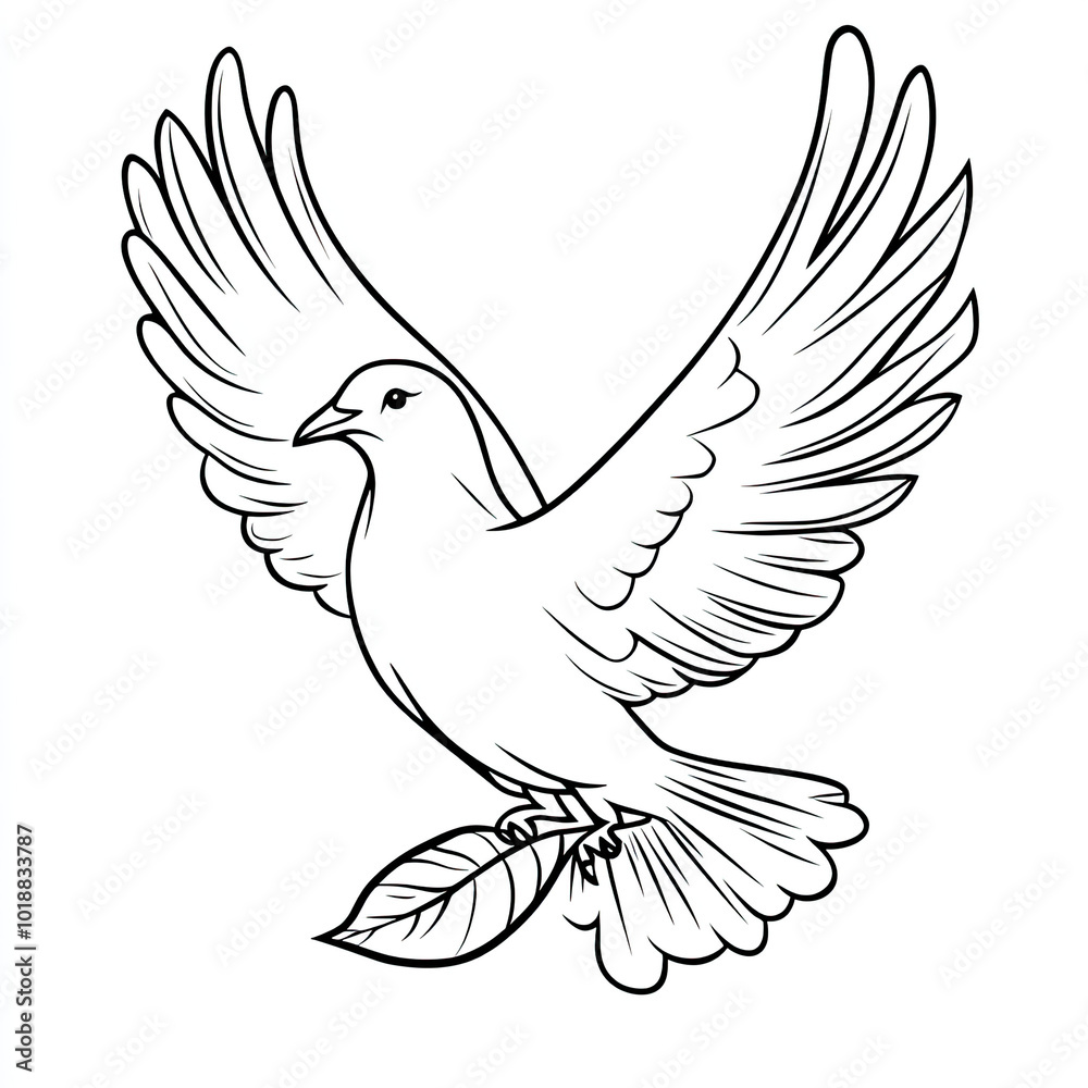 Beautiful Pigeon Coloring Page, Grey Bird Colouring Design for Your Corporate Books and Business Graphic Resource or Creative Project, Ai Generative