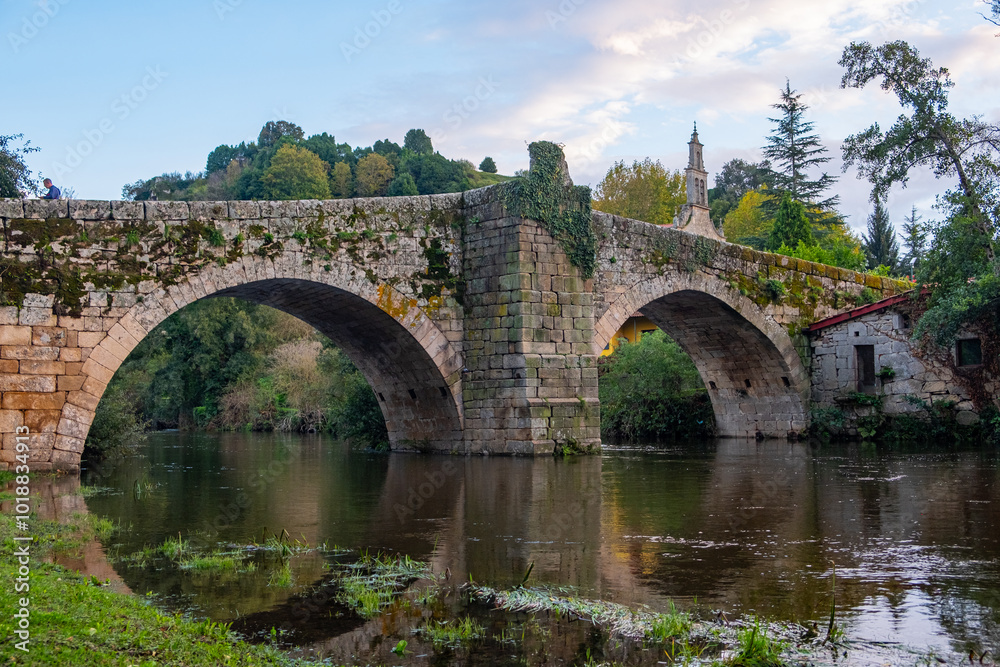 intersting medieval bridge of the village of Allariz over Arnoia River. Ourense, Galicia. Spain. intersting medieval bridge of the village of Allariz over Arnoia River. Ourense, Galicia. Spain.