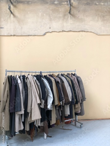 Vintage of  vintage coats on Display photo