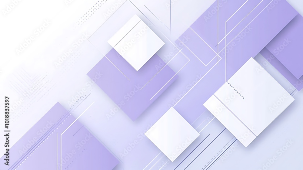 Abstract geometric background with purple and white squares and lines.