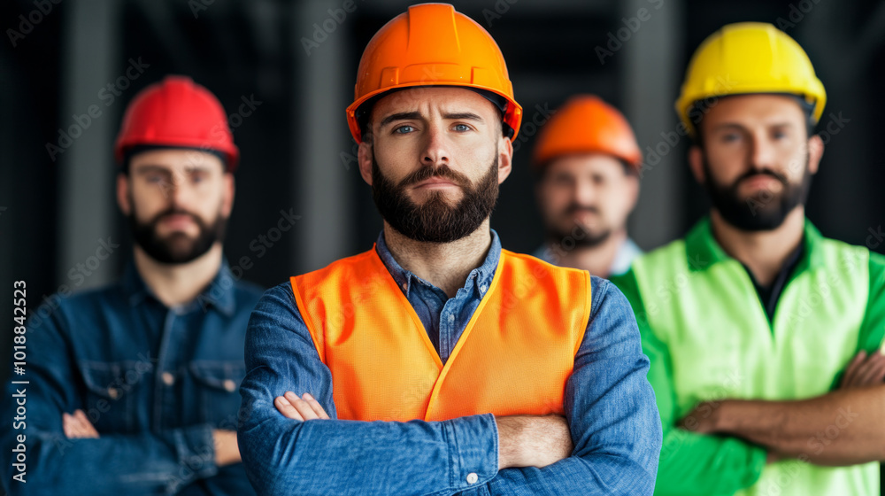 Group of workers standing together in solidarity against a workplace bully, fostering teamwork and mutual respect 