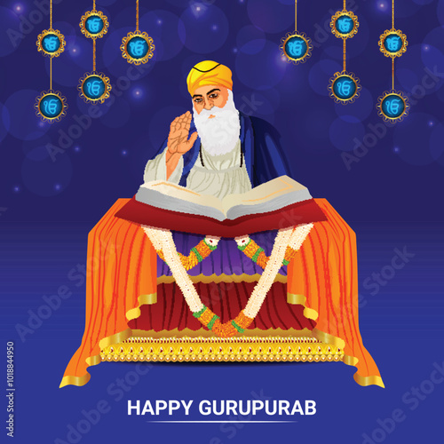 Happy guru nanak jayanti sikh festival banner