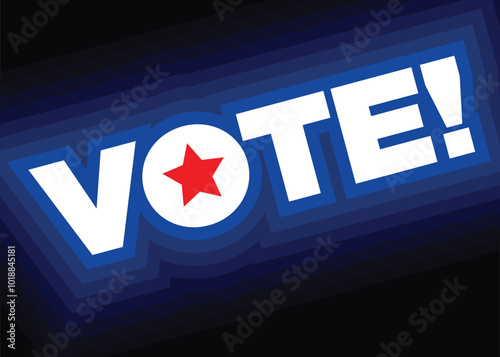 Election social media poster template with vote typography and star icons in red, white, and blue.