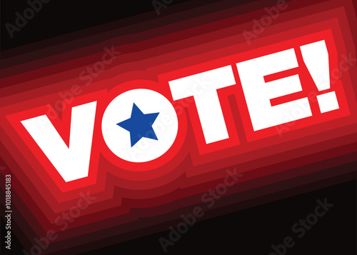 Election social media poster template with vote typography and star icons in red, white, and blue.