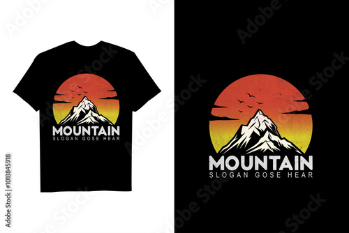 Vector mountain logo design Retro Style photo